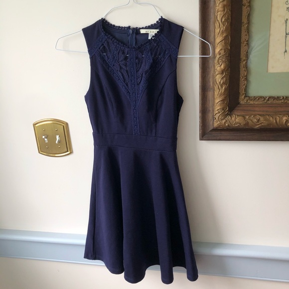 Francesca’s Navy Blue Lacy Dress - Picture 2 of 7